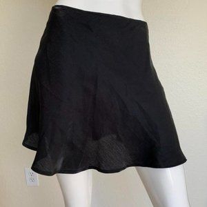 Vintage Y2K Black Mini Skirt Flared Shiny A-Line Skirt S M